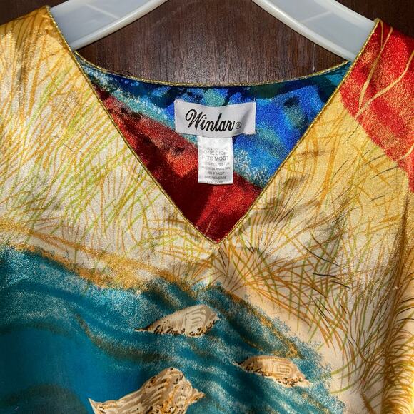 Winlar Kaftan One Size Fits Most 41" W x 48" L Bohemian Maxi Dress Robe Tunic - Picture 3 of 11